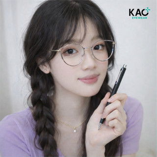 Gọng kính cận tròn mắt mèo thời trang nữ kim loại phối nhựa chắc chắn C2155