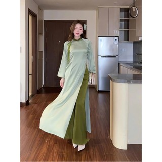Áo Dài Truyền Thống HẠ NHI-Áo Dài Vải Lụa Tây Thi Cao Cấp Dáng Chiết Eo,Tay Loe, Phối Nơ Dài Cực Xinh-ÁO DAI YUME