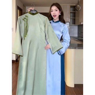 Áo Dài Truyền Thống HẠ NHI-Áo Dài Vải Lụa Tây Thi Cao Cấp Dáng Chiết Eo,Tay Loe, Phối Nơ Dài Cực Xinh-ÁO DAI YUME