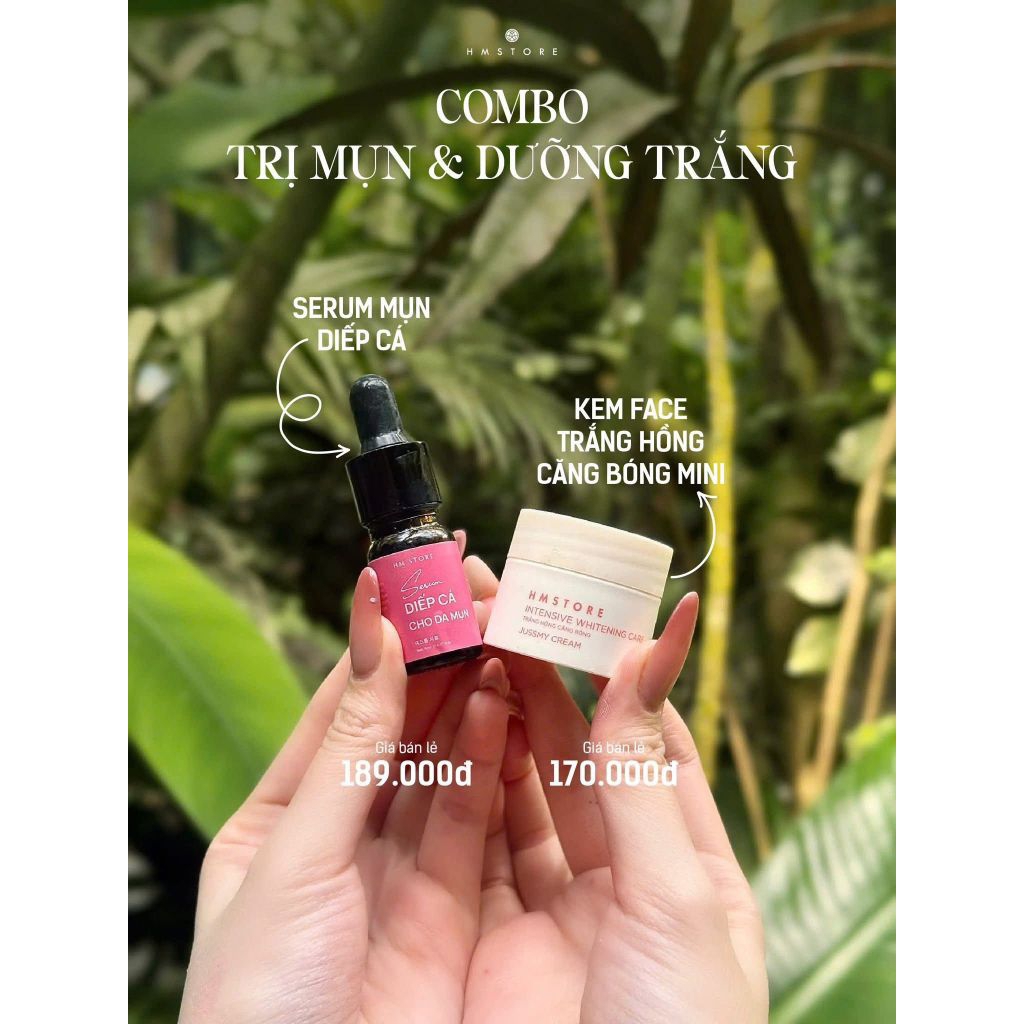 COMBO SERUM MỤN DIẾP CÁ + FACE TRẮNG HỒNG MINI (5G) - bộ đôi giúp hỗ trợ giảm mụn, thâm, dưỡng da & phục hồi