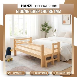 Giường Cho Bé 1m2 – Có Đầu Giường / Thanh Chắn / Cầu Thang, Gỗ Thông Sấy Nhiệt Chống Mối Mọt