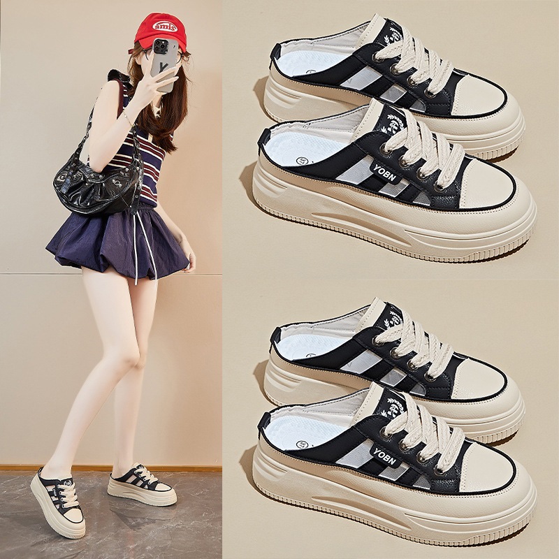 MIXI UNI - Giày Sục Nữ YOBN Đế Cao 4CM ( Hàng Quảng Châu CC ) - Giày Đạp Gót Phối Lưới Thoáng Mát Mùa Hè Mẫu Mới 2026
