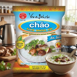 Cháo NẤM ĐÔNG CÔ ăn liền bích chi tiện lợi dễ sử dụng cho người bận rộn gói 50g