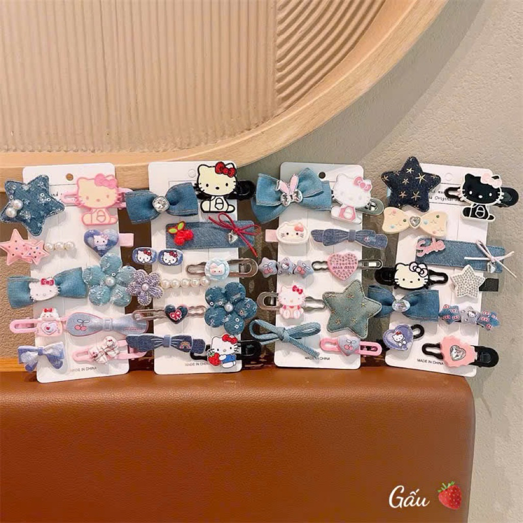 Set 10 kẹp tóc mèo kitty ngôi sao