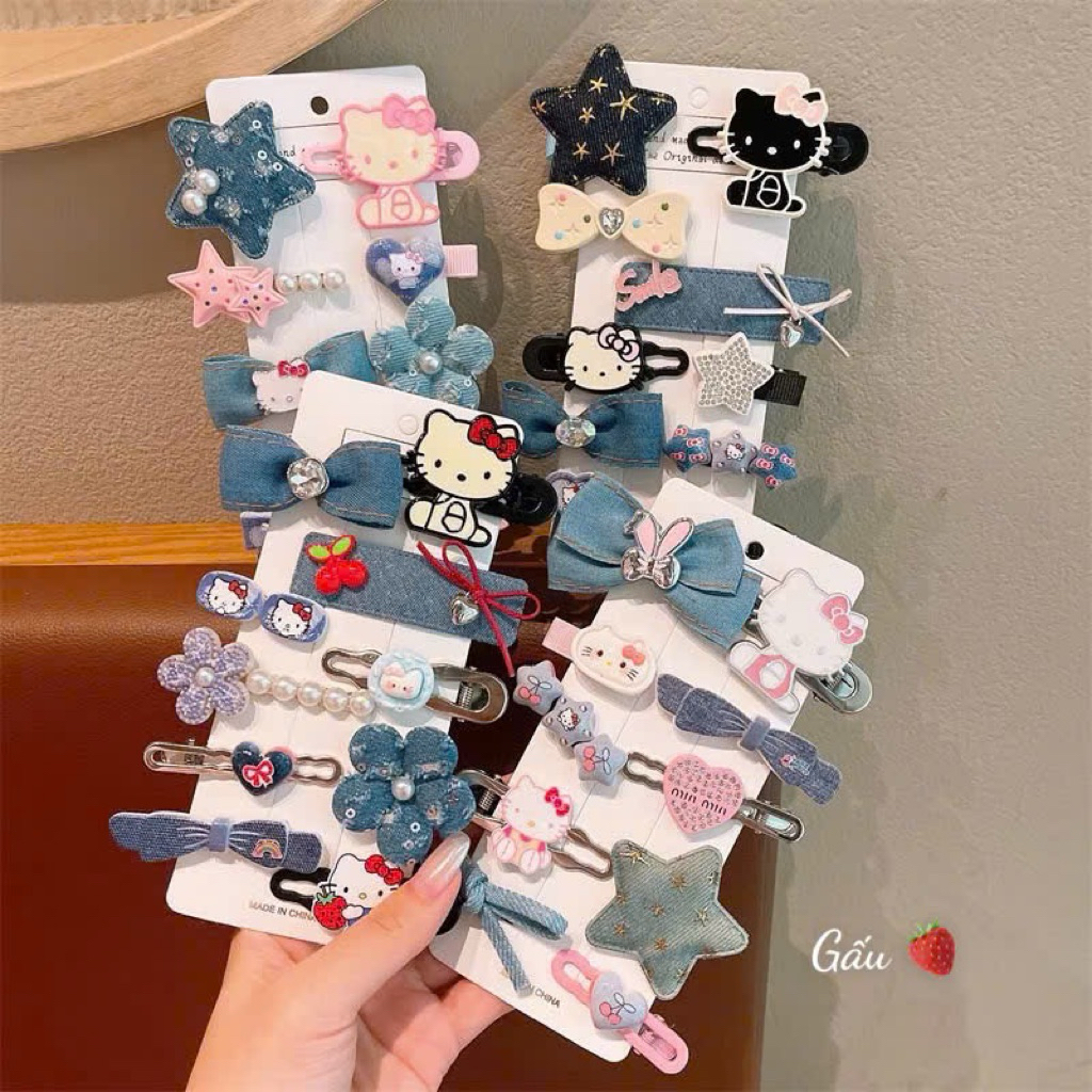 Set 10 kẹp tóc mèo kitty ngôi sao