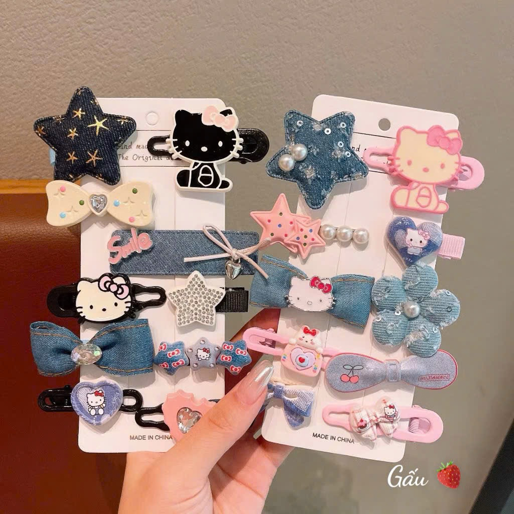 Set 10 kẹp tóc mèo kitty ngôi sao