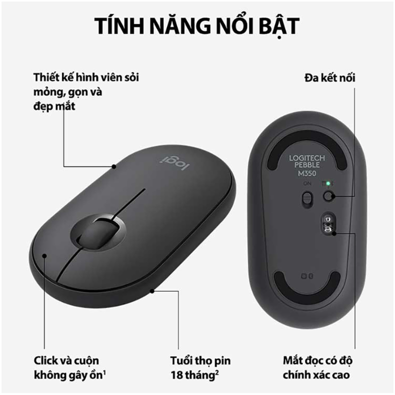 [🔰Chính Hãng] Chuột Bluetooth Không Dây Logitech M350s - Mỏng Nhẹ, Yên Tĩnh, Pin Bền Bỉ, Đa Thiết Bị | BigBuy360 - bigbuy360.vn