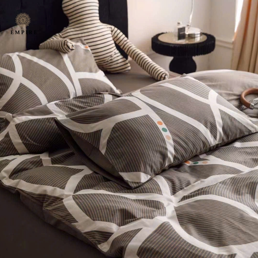 Bộ chăn ga gối nệm 4 món chăn chần bông hè chất cotton 100% mát không xù  - Empire Bedding & Decor