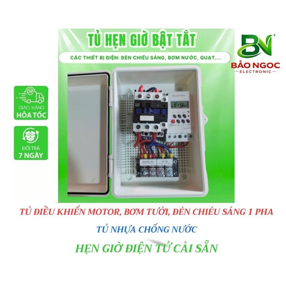 Bộ bật tắt động cơ 1 pha đến 7KW- BẬT TẮT BẰNG WIFI- HẸN GIờ ĐIỆN TỬ- BẬT TẮT BẰNG ĐIỀU KHIỂN TỪ XA