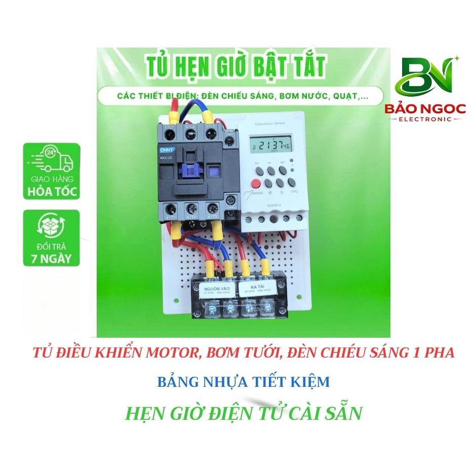 Bộ bật tắt động cơ 1 pha đến 7KW- BẬT TẮT BẰNG WIFI- HẸN GIờ ĐIỆN TỬ- BẬT TẮT BẰNG ĐIỀU KHIỂN TỪ XA