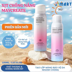 Xịt chống nắng Maycreate Moisturizing Spray 150ml, chai bình sịt cho Makeup hỗ trợ che khuyết điểm