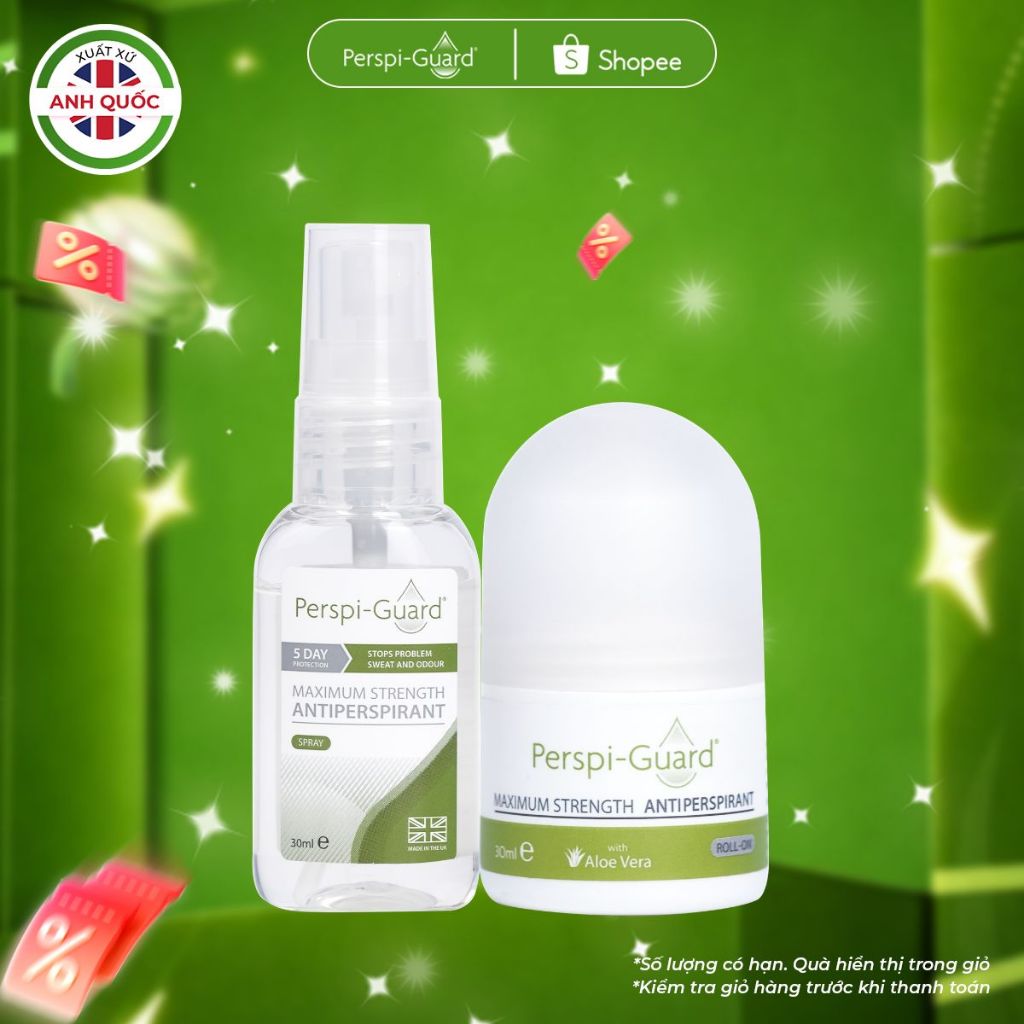 Combo khử mùi ngăn mồ hôi cao cấp Perspi-Guard lăn khử mùi 30ml + xịt khử mùi 30ml