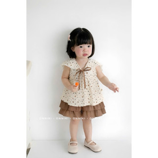 [6-25kg] Set Bộ Bé Gái Hàn Quốc Babydoll + Chân Váy Hai Tầng Hè 2026 Hoạ Tiết Hoa Dễ Thương