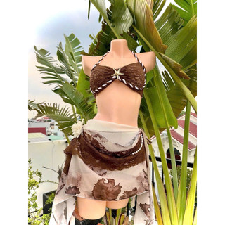 Set Bikini Khăn Quấn Eo Hoạ Tiết Hoa Cao Cấp Mùa Hè HotTrend ( HÀNG THIẾT KẾ Vải Cao Cấp ) Size 45kg-55kg tuỳ chiều cao
