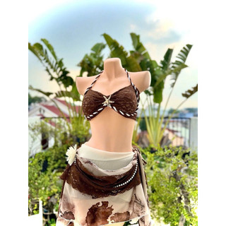 Set Bikini Khăn Quấn Eo Hoạ Tiết Hoa Cao Cấp Mùa Hè HotTrend ( HÀNG THIẾT KẾ Vải Cao Cấp ) Size 45kg-55kg tuỳ chiều cao