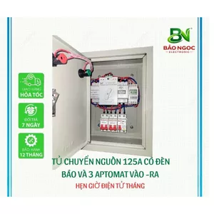 TỦ CHUYỂN NGUỒN CÓ 3 APTOMAT - ATS 125A - cầu dao điện tự động - bộ chuyển nguồn 2 công tơ 125A có đầy đủ Aptomat