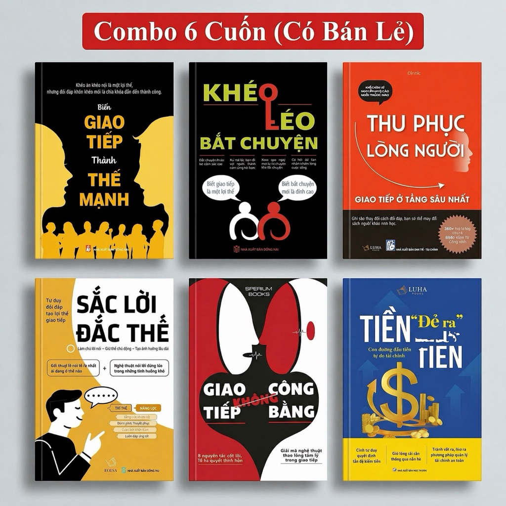Bìa sách Combo 6 Thu phục lòng người Khéo léo Tiền đẻ ra tiền Giao tiếp không công Biến giao tiếp