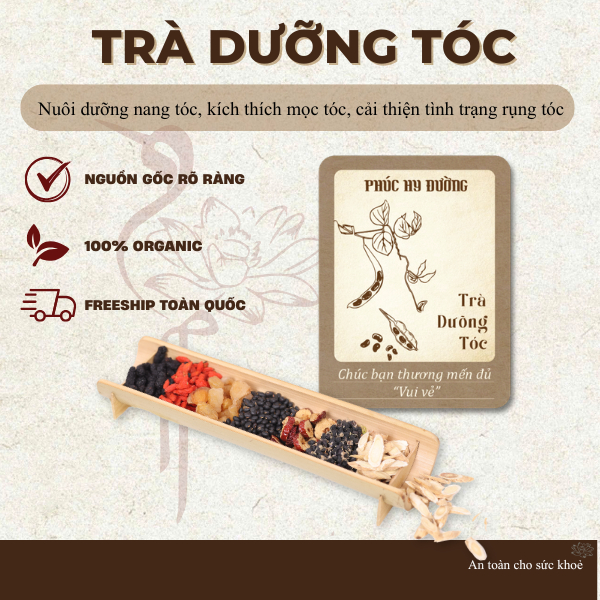 Trà Dưỡng Tóc Phúc Hy Đường - Giảm rụng, đen tóc, nuôi dưỡng tóc khỏe từ gốc