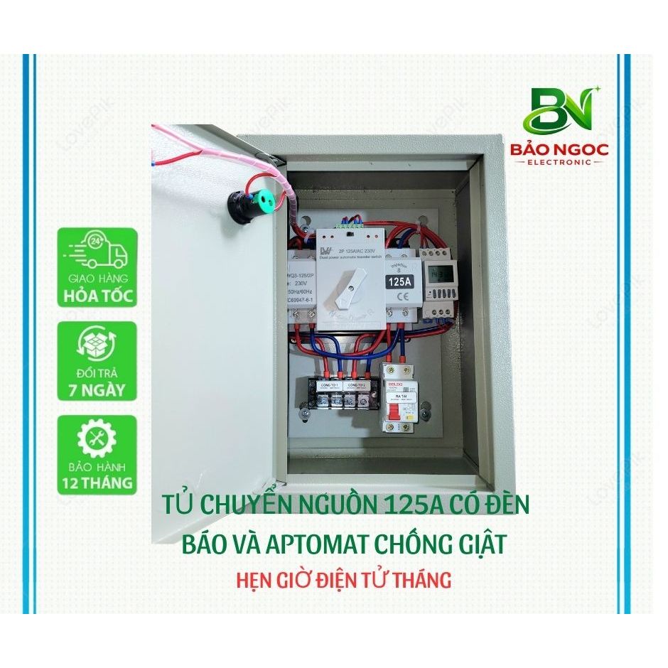 Ms4 - Tủ ATS 125A CÓ APTOMAT CHỐNG GIẬT cầu dao điện 125A - Bộ chuyển nguồn tự động 125A