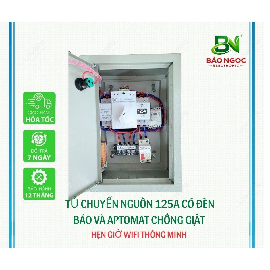 Ms4 - Tủ ATS 125A CÓ APTOMAT CHỐNG GIẬT cầu dao điện 125A - Bộ chuyển nguồn tự động 125A