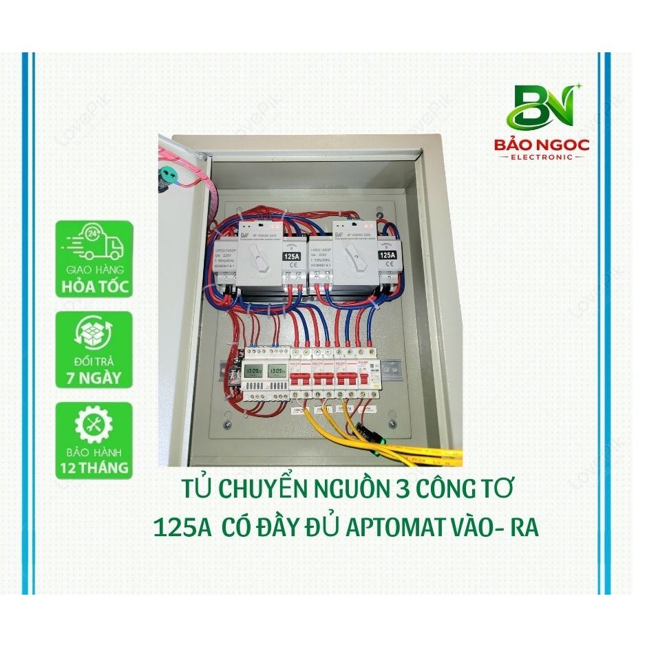 Tủ chuyển nguồn tự động 3 công tơ 125A - ATS 125A - cầu dao điện tự động - chuyển nguồn tự động