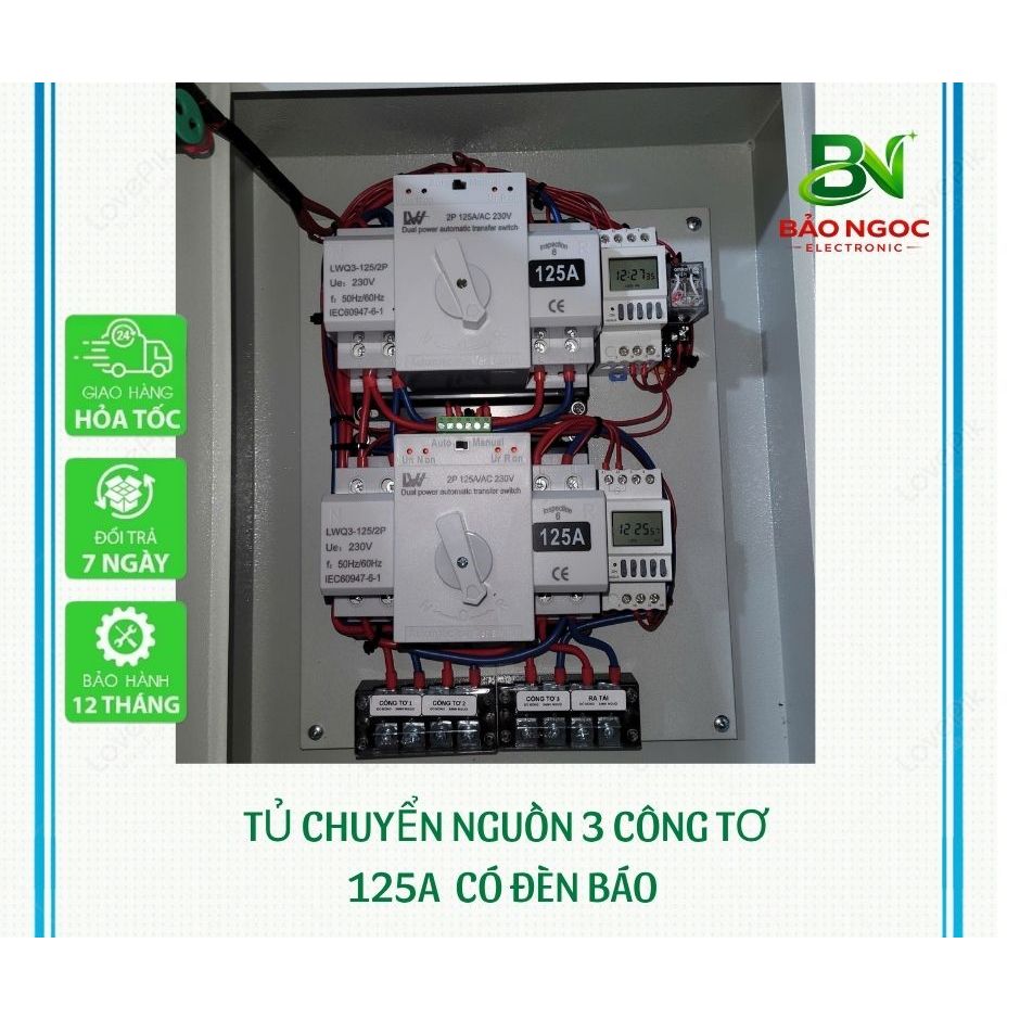 Tủ chuyển nguồn tự động 3 công tơ 125A - ATS 125A - cầu dao điện tự động - chuyển nguồn tự động