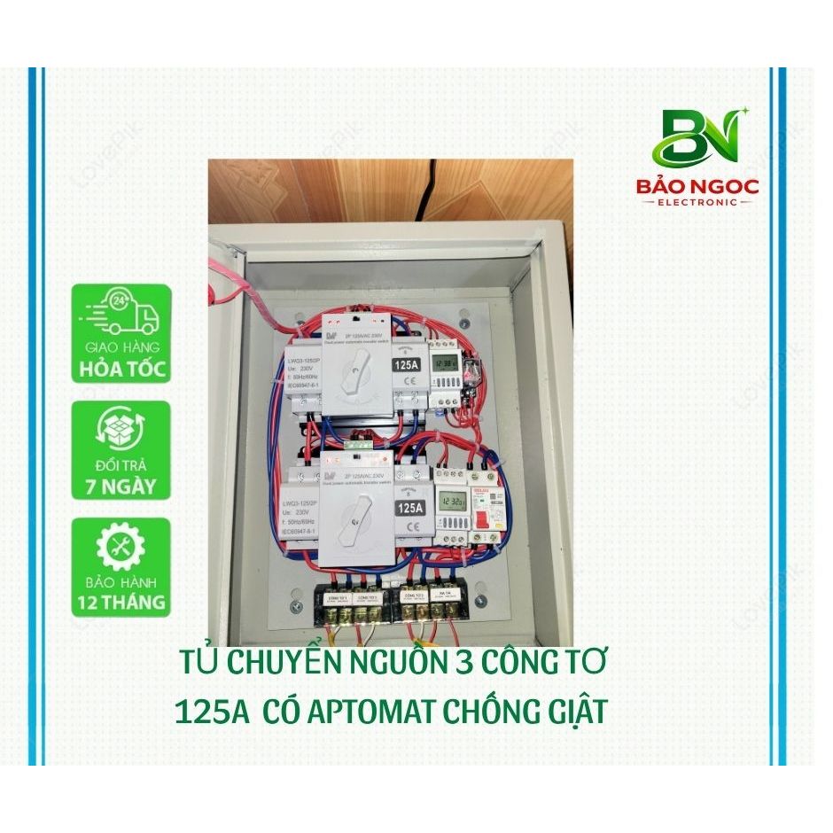 Tủ chuyển nguồn tự động 3 công tơ 125A - ATS 125A - cầu dao điện tự động - chuyển nguồn tự động
