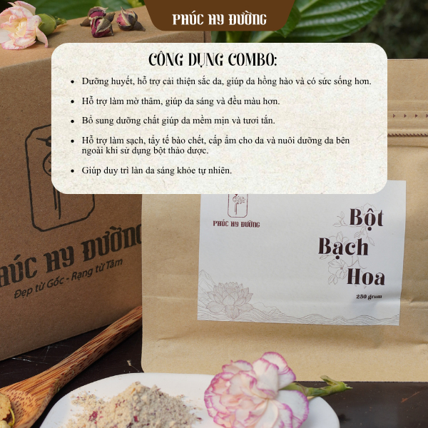 Combo Sáng Da Trắng Hồng Phúc Hy Đường - Hỗ trợ dưỡng huyết, nuôi dưỡng làn da từ bên trong và chăm sóc da từ bên ngoài
