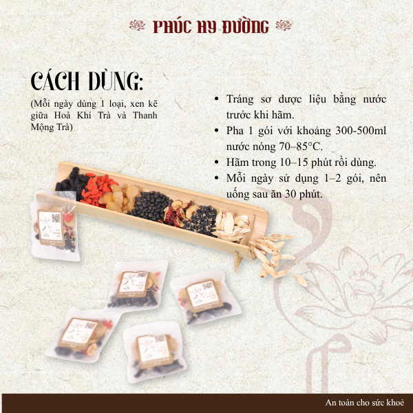 Combo Tóc Đen Chắc Khỏe Phúc Hy Đường - Trà hỗ trợ bổ huyết, dưỡng can, thận, nuôi dưỡng chân tóc từ bên trong