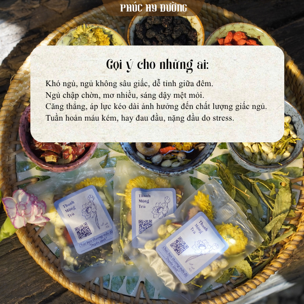 Combo Trà Ngủ Sâu An Giấc Phúc Hy Đường - Hỗ trợ dưỡng tâm, bổ huyết, cải thiện chất lượng giấc ngủ