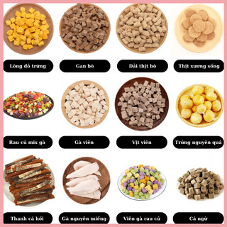 [200gr] Thức ăn sấy cho chó mèo cao cấp (Gà sấy, trứng sấy, chim cút, gan bò, tôm sấy, cá hồi sấy)