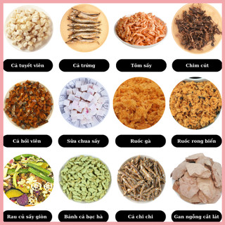 [200gr] Thức ăn sấy cho chó mèo cao cấp (Gà sấy, trứng sấy, chim cút, gan bò, tôm sấy, cá hồi sấy)