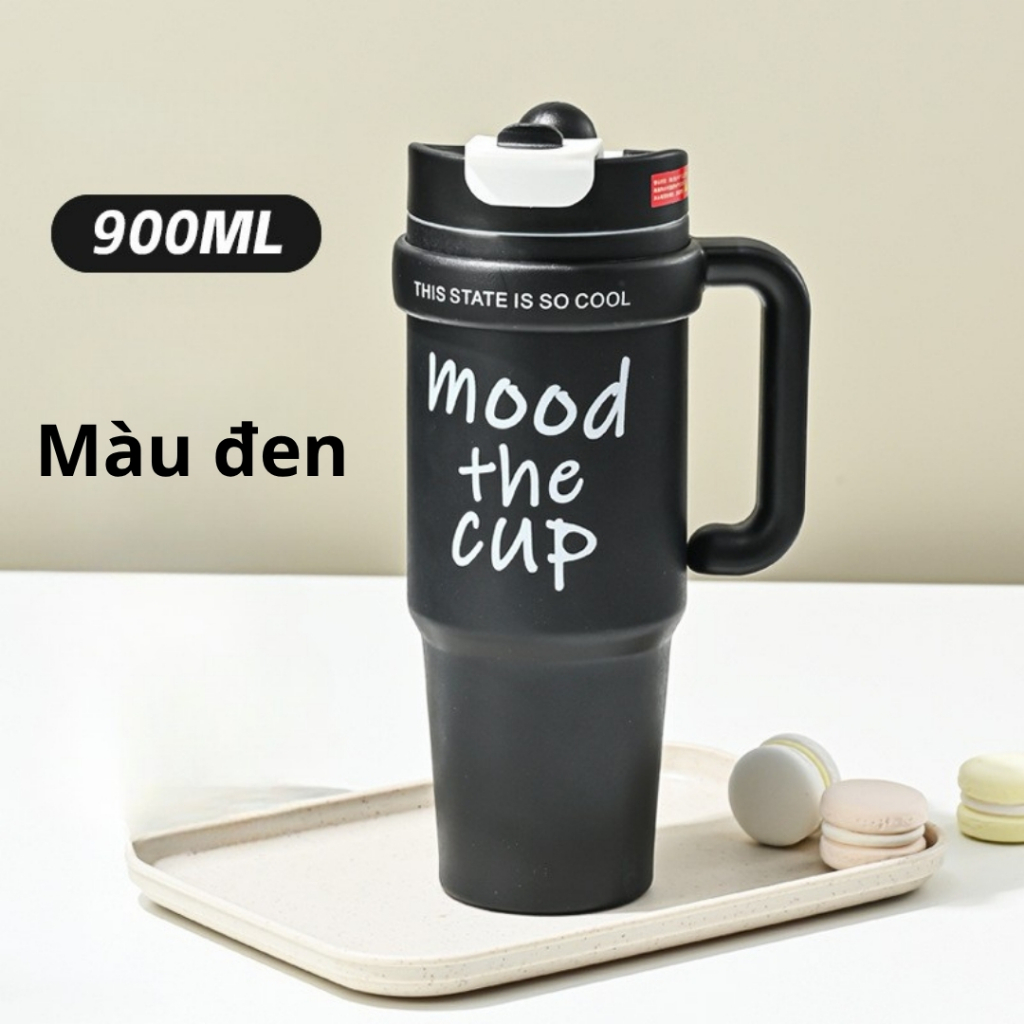 Bình Nước Giữ Nhiệt Cao Cấp Inox 316 900ml-1000ml Có Tay Cầm, TIDY SHOP, Cốc Giữ Nhiệt Mood The Cup Tiện Lợi