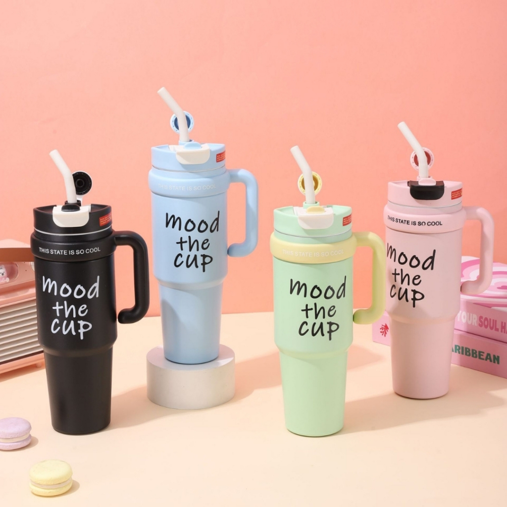 Bình Nước Giữ Nhiệt Cao Cấp Inox 316 900ml-1000ml Có Tay Cầm, TIDY SHOP, Cốc Giữ Nhiệt Mood The Cup Tiện Lợi