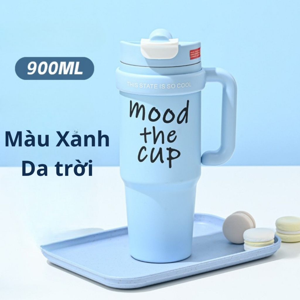 Bình Nước Giữ Nhiệt Cao Cấp Inox 316 900ml-1000ml Có Tay Cầm, TIDY SHOP, Cốc Giữ Nhiệt Mood The Cup Tiện Lợi