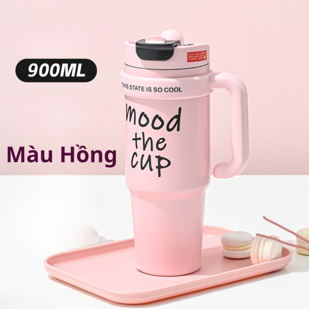 Bình Nước Giữ Nhiệt Cao Cấp Inox 316 900ml-1000ml Có Tay Cầm, TIDY SHOP, Cốc Giữ Nhiệt Mood The Cup Tiện Lợi