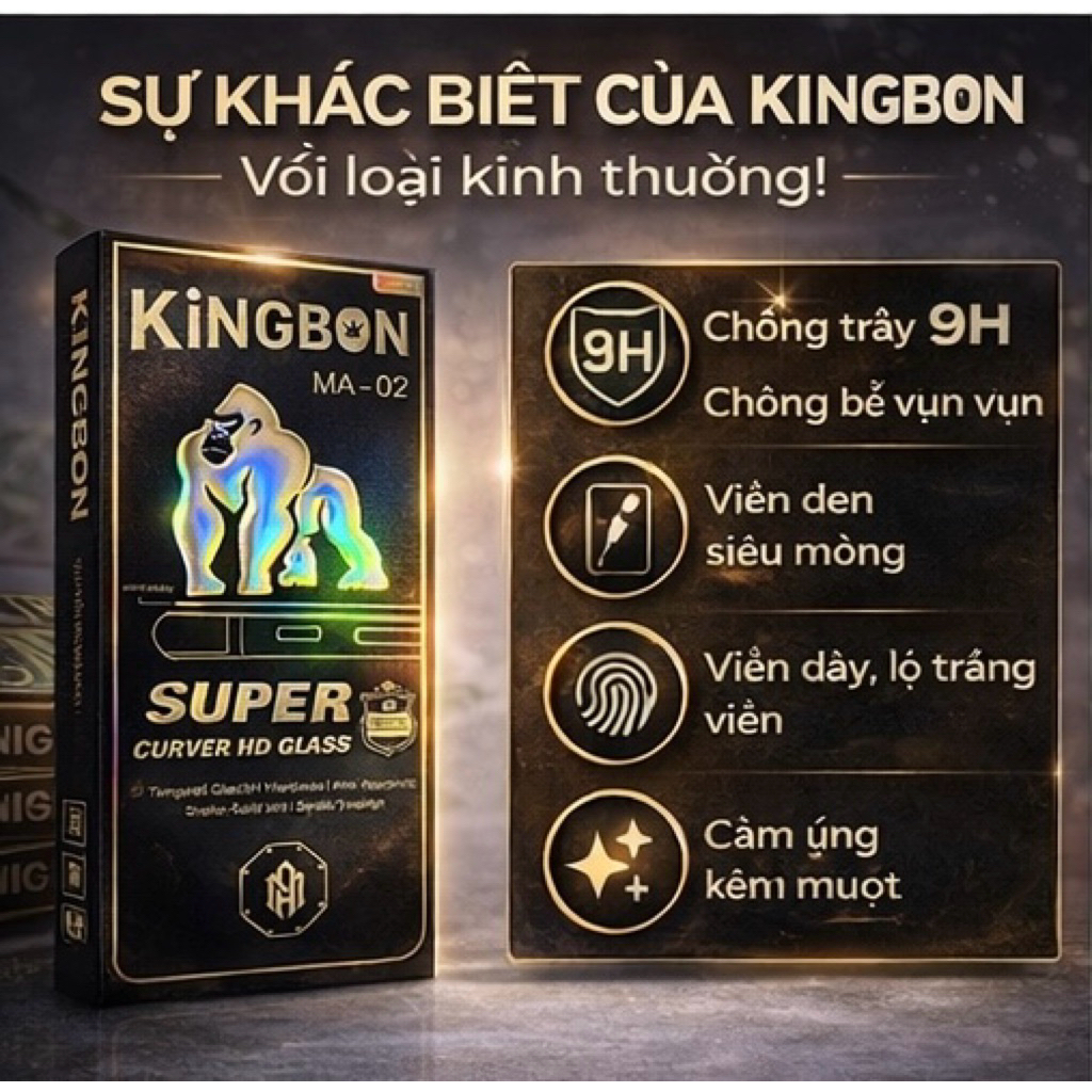 Kính Cường Lực iPhone Trong Suốt Cao Cấp Chính Hãng KiNGBON KK3D Không Hộp Model MA-02