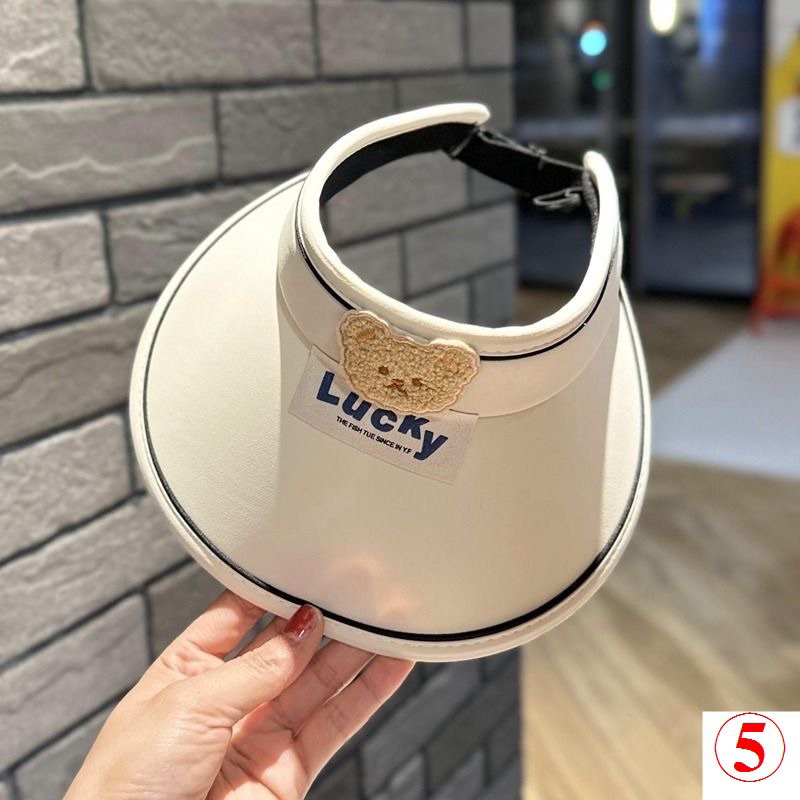 Mũ Chống Nắng LUCKEY  Mũ Nón Hở Chóp Mùa Hè Họa Tiết Gấu Cho Bé 2-15 tuổi