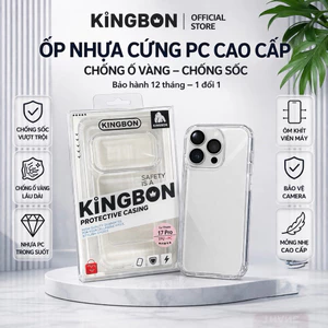 Ốp Lưng iPhone KiNGBON PC Nhựa Trong Suốt Chống Ố cho iP 11 đến 17 Pro Max