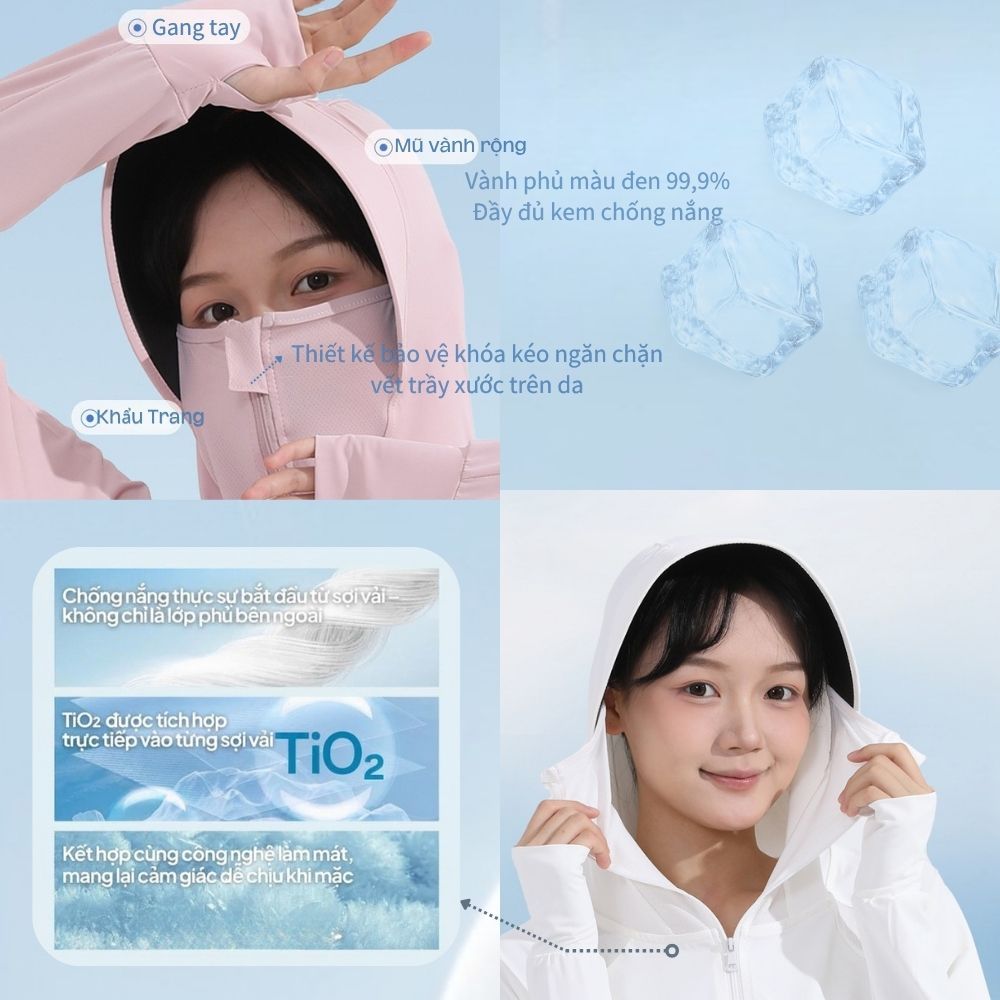 Áo Chống Nắng Nữ Cánh Dơi, Áo Công Nghệ Cool Max Chống UV hiệu quả Nanacare, giúp hack dáng tăng chiều cao