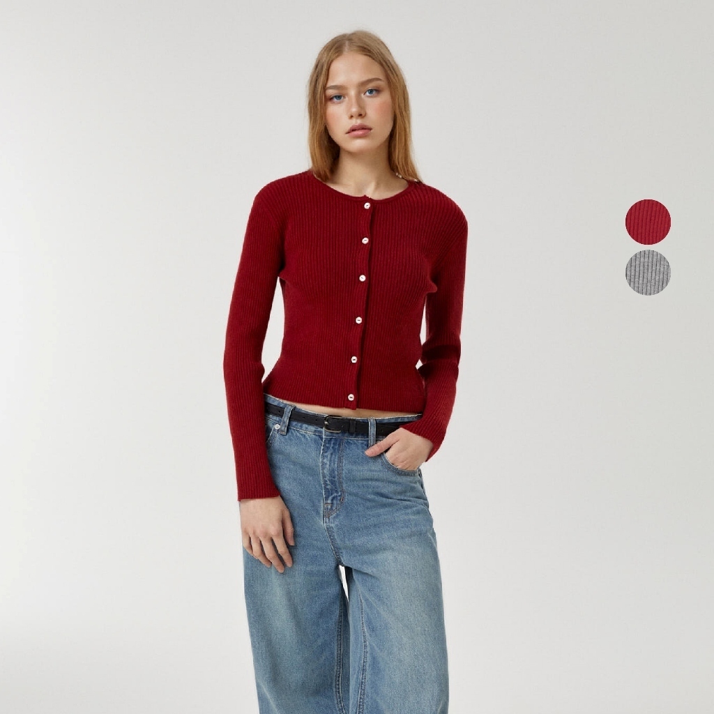 Áo Cardigan WHO.A.U Ribbed Button Cardigan_WHCKF4742F