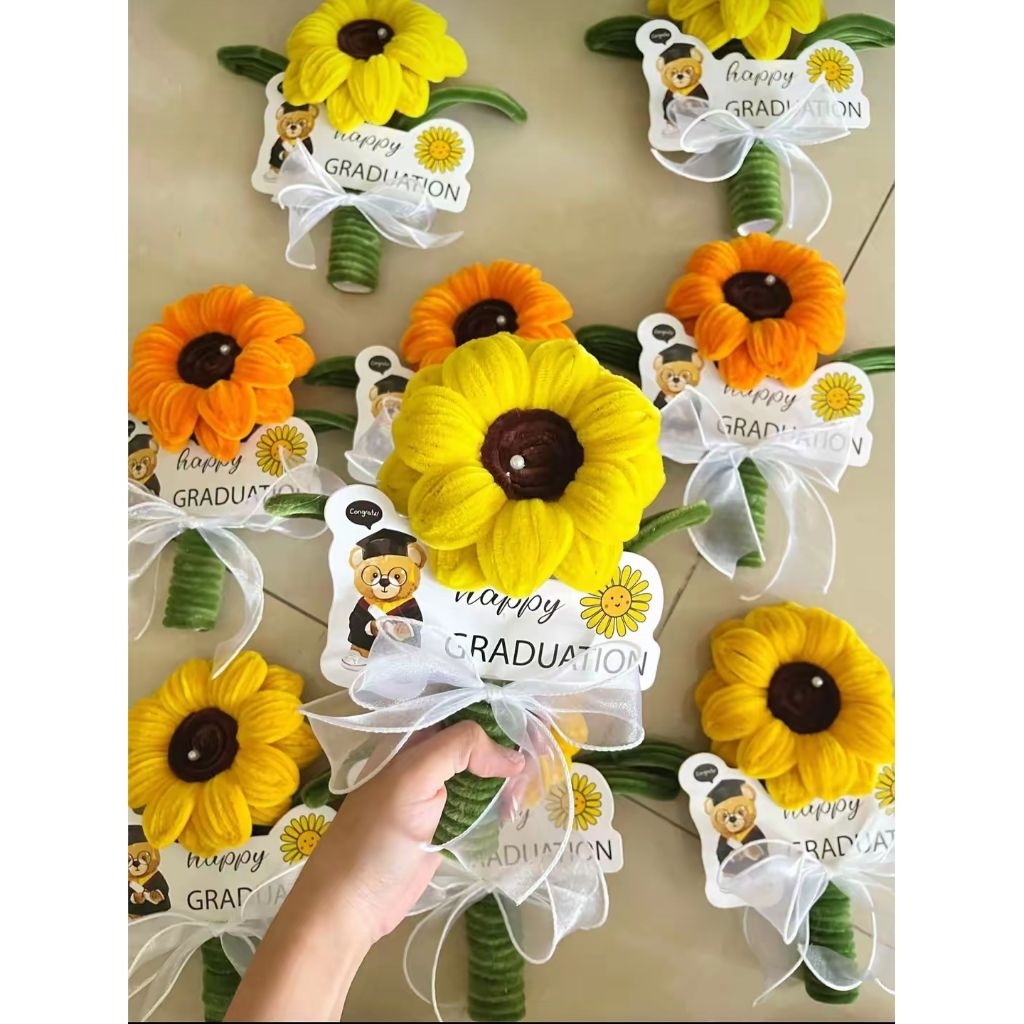 Chậu Hướng Dương Kẽm Nhung , Chậu Hoa Hướng Dương Decor Bàn Học, Quà Tặng Siêu Xinh