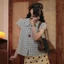 Set Áo Babydoll Kẻ Caro Tay Phồng Hari Mix Chân Váy Bí Dễ Thương Nữ Tính