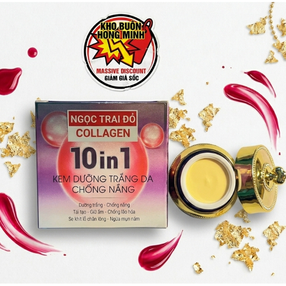 Kem Trắng Da Đa Chức Năng 10in1, Chống Nắng, Trắng Da, Ngừa Mụn - Ngọc Trai Đỏ Saieho (Tím)