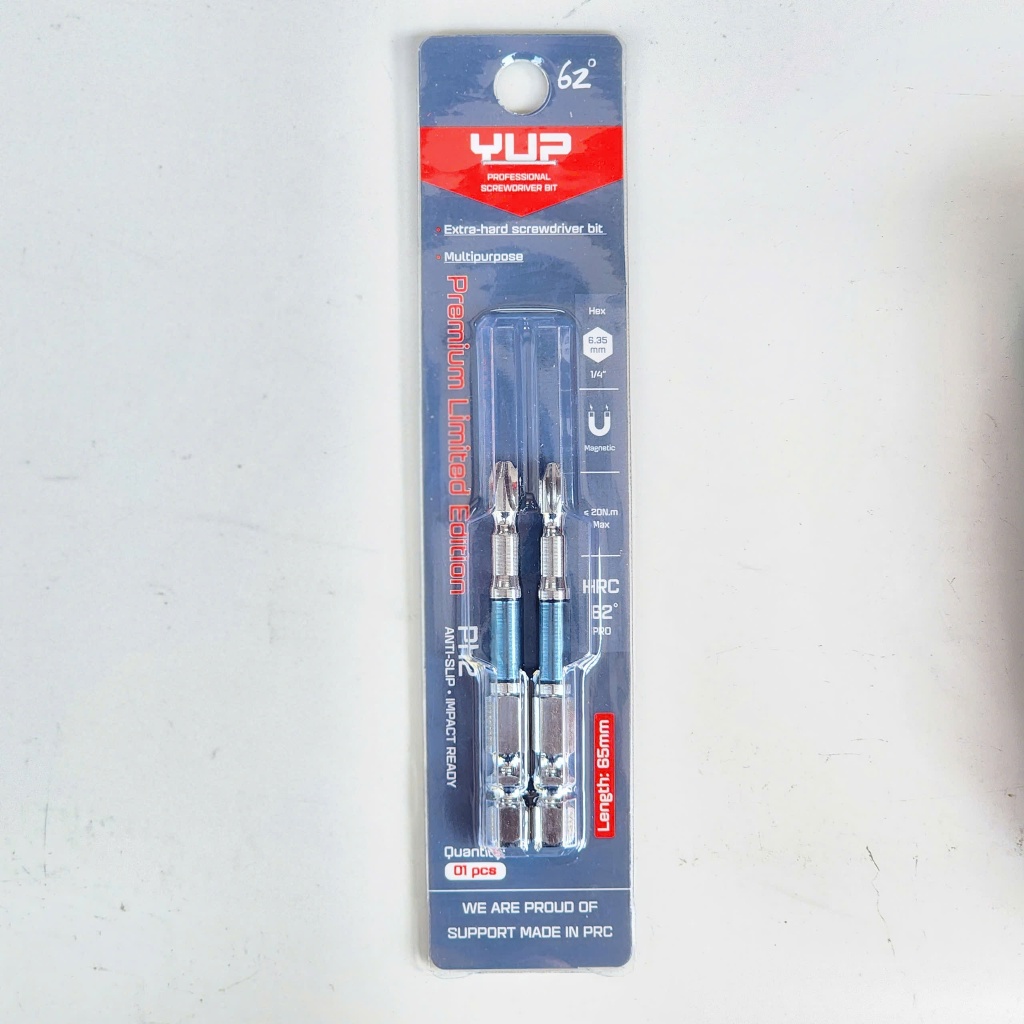 Mũi Vít PH2 YUP Dài 65-150mm Thép S2 Cao Cấp Chuôi 1/4” Bền Bỉ Chống Trượt Dùng Máy Bắn Vít