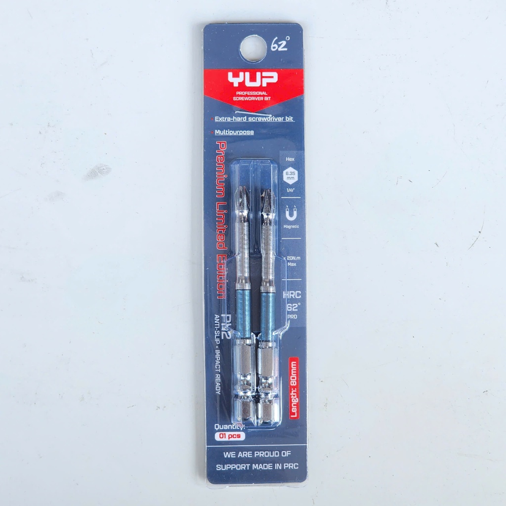 Mũi Vít PH2 YUP Dài 65-150mm Thép S2 Cao Cấp Chuôi 1/4” Bền Bỉ Chống Trượt Dùng Máy Bắn Vít