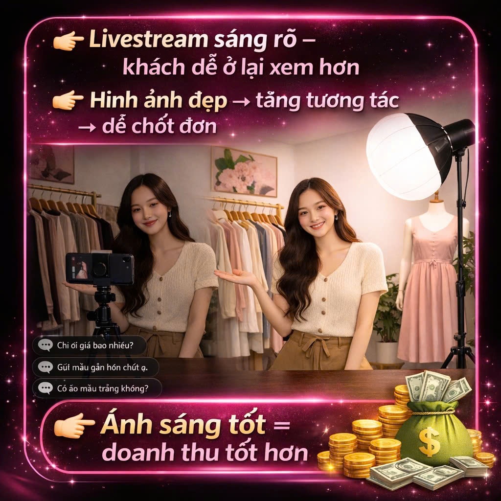 HỎA TỐC HN - Đèn livestream softbox cầu 800SS chân 2m8, trợ sáng studio, livestream bán hàng, quay video chuyên nghiệp