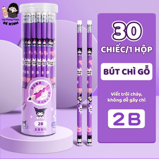 Bút Chì Gỗ 2B Hình Hoạt Hình Dễ Thương – Hộp 30 Cây, Bút Chì Học Sinh Nét Đậm Mịn, Dễ Viết Cho Bé Tập Viết Vẽ