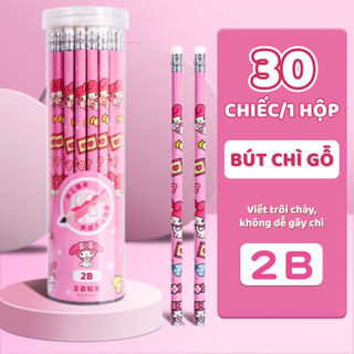 Bút Chì Gỗ 2B Hình Hoạt Hình Dễ Thương – Hộp 30 Cây, Bút Chì Học Sinh Nét Đậm Mịn, Dễ Viết Cho Bé Tập Viết Vẽ