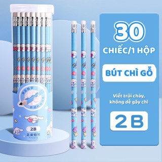 Bút Chì Gỗ 2B Hình Hoạt Hình Dễ Thương – Hộp 30 Cây, Bút Chì Học Sinh Nét Đậm Mịn, Dễ Viết Cho Bé Tập Viết Vẽ